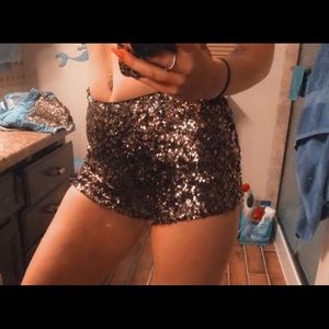 Gold sequin shorts